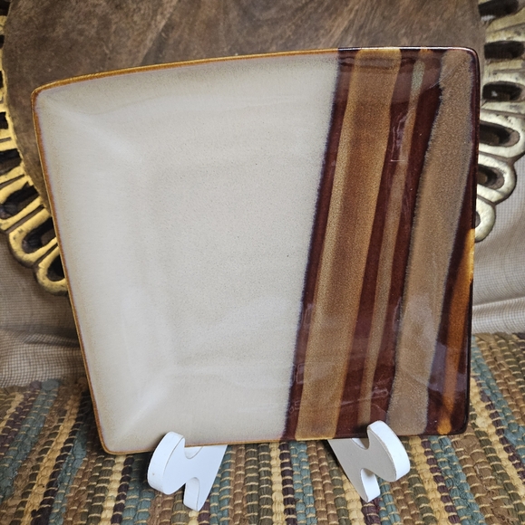 Retired Sango glazed stoneware Avanti Brown 8" square salad plate 4722 - Picture 5 of 6